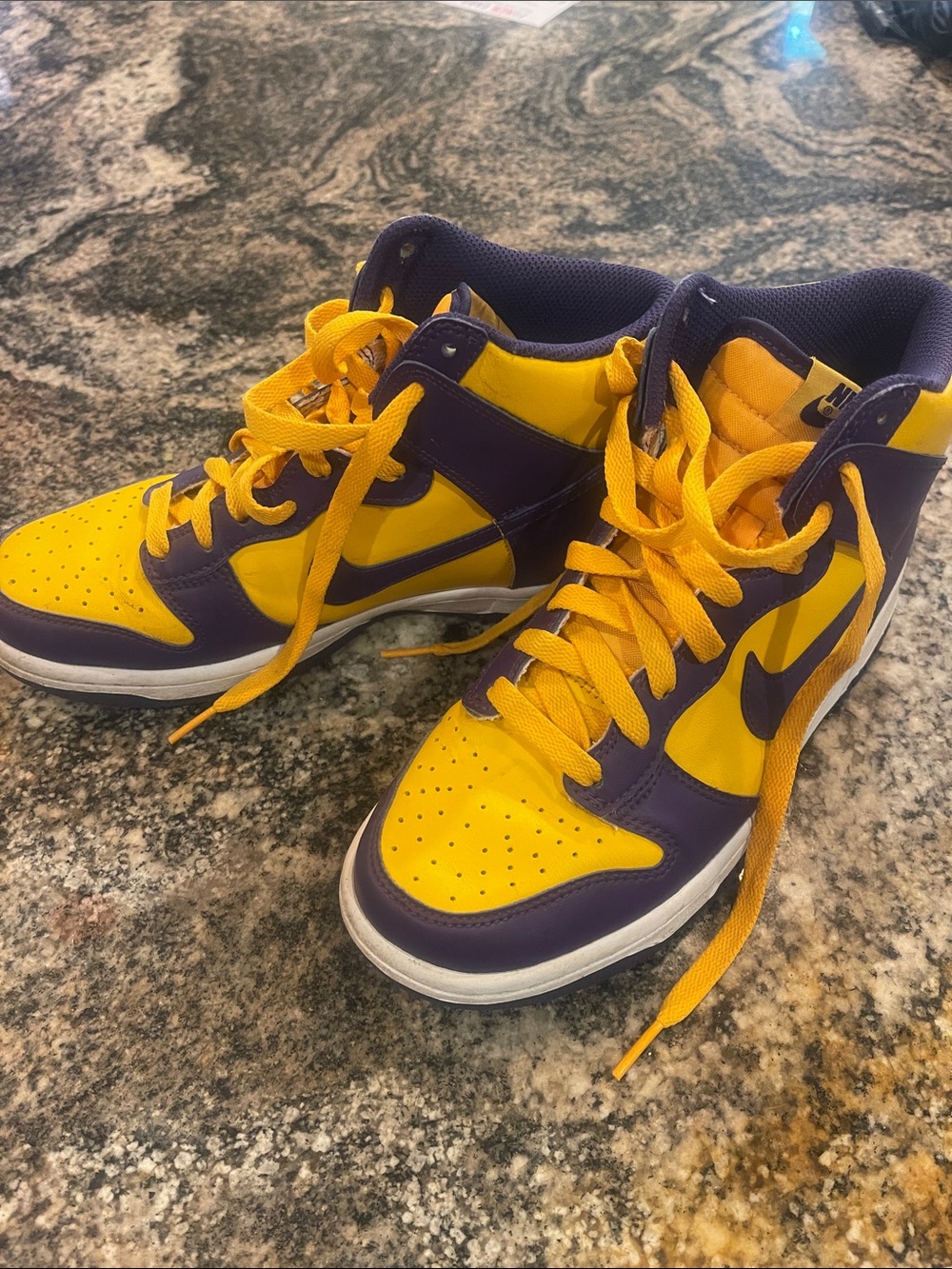 Nike Two-Tone High-Top Sneakers in Yellow and Purple